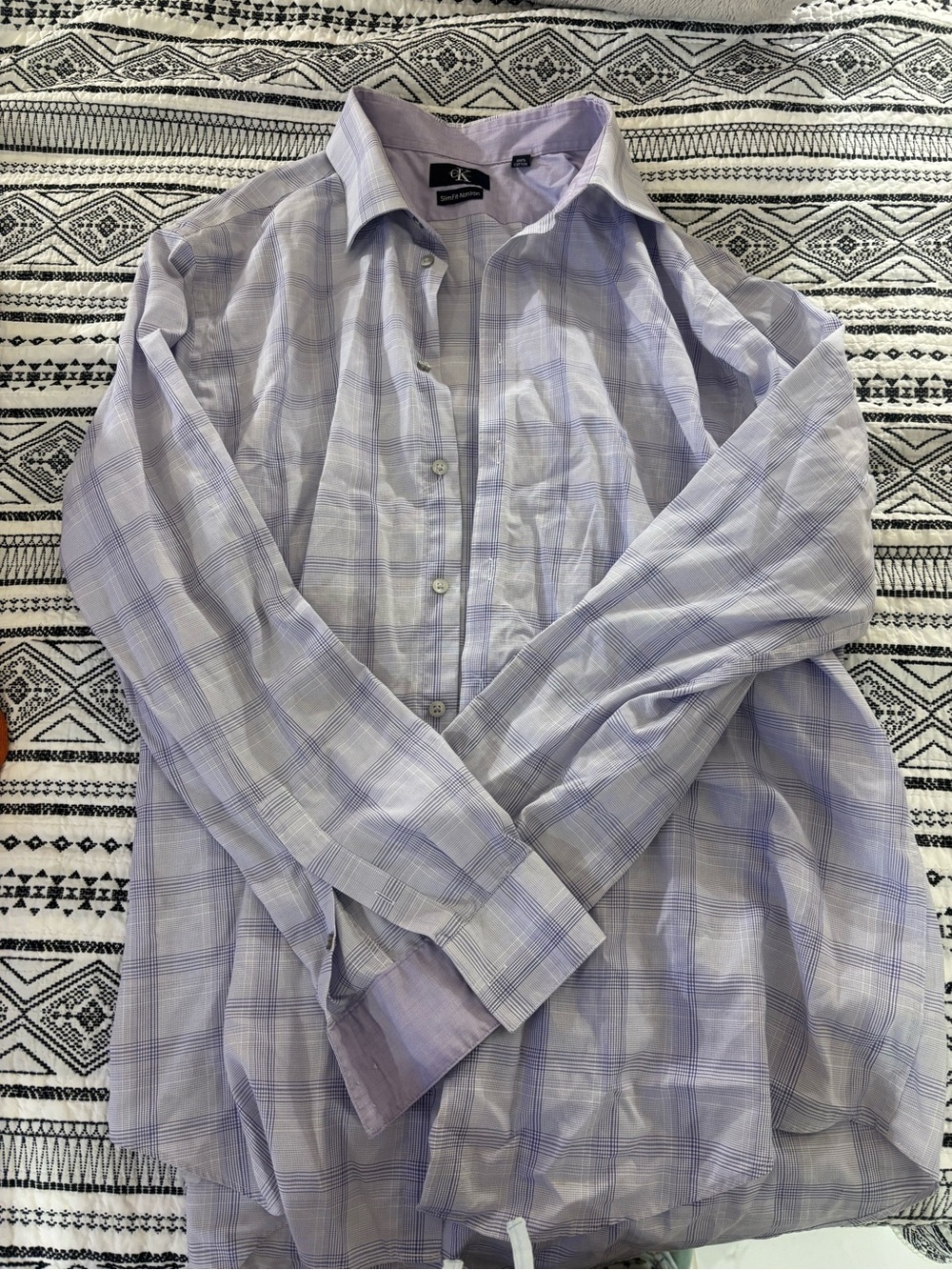 Calvin Klein Men’s Light Lavender Plaid Dress Shirt